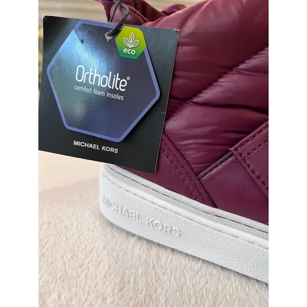 Michael Kors NEW Size 10 Puffer High‑Top Sneakers Bootie Women’s Dark Berry - Picture 3 of 15